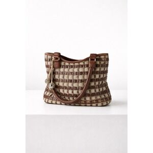 Brighton Brown Woven Leather Mini Bag With Tassel Detail